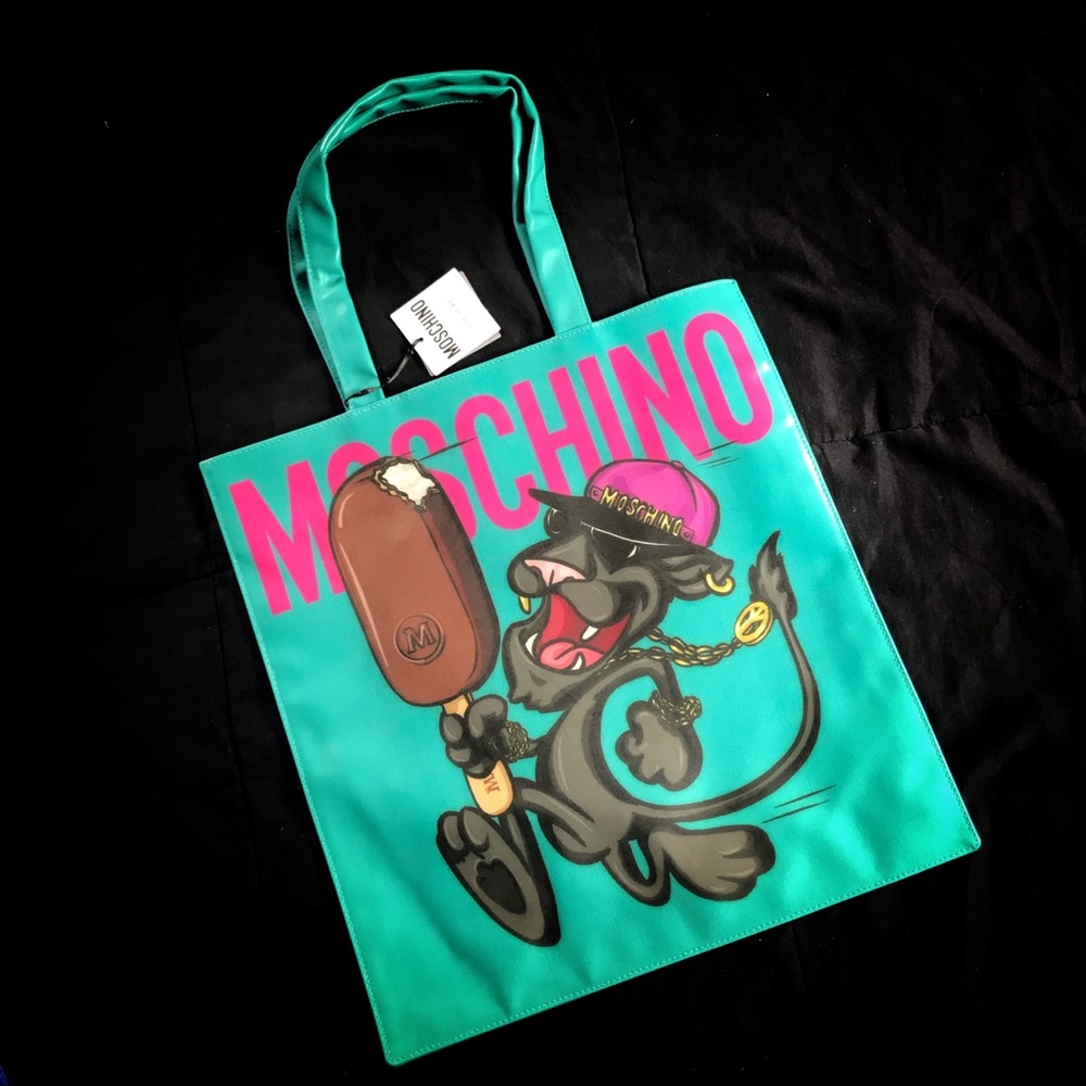 NWT Authentic Moschino x Magnum Teal Tote
